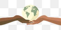 PNG Holding planet space hand. 