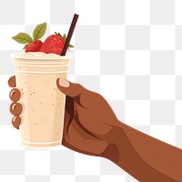 PNG Hand holding smoothie drink food strawberry. 