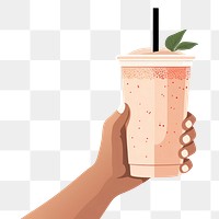 PNG Hand holding smoothie drink milkshake beverage. AI generated Image by rawpixel.