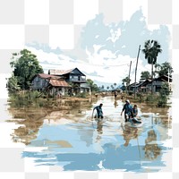 PNG Village flood countryside outdoors. 