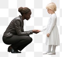 PNG Woman adopting a child adult white background togetherness. 