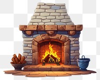 PNG Fireplace cartoon hearth white background. AI generated Image by rawpixel.