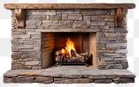 PNG Stone fireplace hearth white background architecture. 