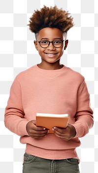 PNG Reading book portrait glasses sweater. 