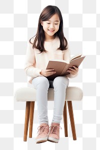 PNG Sitting reading cross-legged publication. 