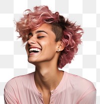 PNG Transgender woman laughing portrait adult. AI generated Image by rawpixel.
