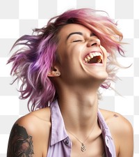 PNG Transgender woman laughing shouting portrait. AI generated Image by rawpixel.