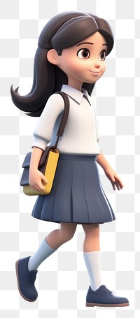 PNG Walking cartoon skirt girl. AI generated Image by rawpixel.
