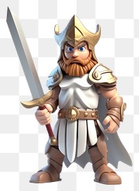 PNG Warrior holding a sword cartoon white background representation. 