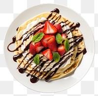 PNG Cold crepe strawberry chocolate pancake. AI generated Image by rawpixel.