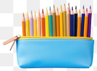 PNG Yellow pencil case blue blue background colored pencil. AI generated Image by rawpixel.