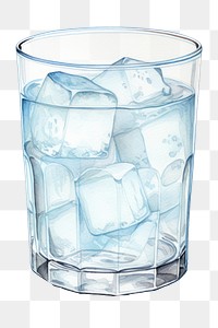 PNG Glass ice drink white background, digital paint illustration.