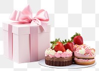 PNG Gift box dessert cake strawberry. 