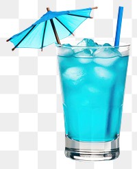 PNG Blue Hawaiian cocktail glass umbrella drink. 