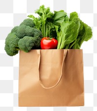 PNG Paper bag vegetable broccoli plant. AI generated Image by rawpixel.