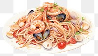 PNG Spaghetti seafood pasta plate. 