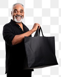 PNG Man using a tote bag adult black white background. AI generated Image by rawpixel.