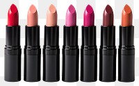 PNG Cosmetics swatches beauty products lipstick white background arrangement variation. 