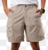 PNG Man Wearing Cargo Shorts shorts adult khaki. 