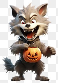 PNG Werewolf Howl cute 3D halloween white background anthropomorphic. 