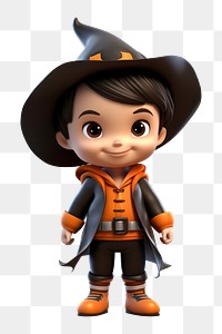 PNG 3D cute kid halloween costume cartoon. 