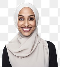 PNG Muslim mixed woman portrait smiling hijab. 