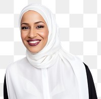 PNG Muslim mixed woman portrait smiling hijab. 