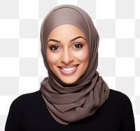 PNG Muslim mixed woman portrait smiling hijab. 