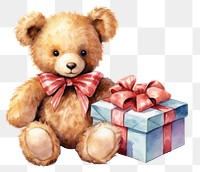 PNG A gift teddy bear paper toy representation. AI generated Image by rawpixel.
