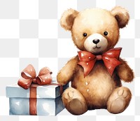 PNG A gift teddy bear paper toy representation. 