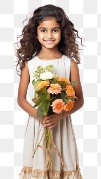 PNG Kid holding a flower bouquet portrait dress child. 