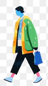 PNG Character walking art painting