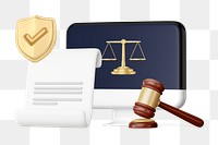 Law firm accreditation png, 3D gavel remix, transparent background