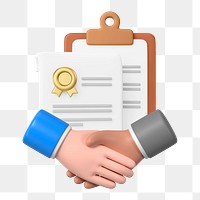 Business partnership contract png, 3D remix, transparent background