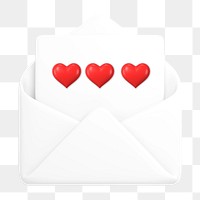 Love letter png 3D, transparent background