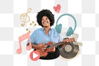 Ukulele folk music playing png, transparent background