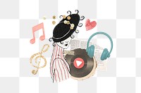 Vintage vibes music remix png, transparent background