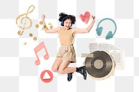 Creative music lover png remix, transparent background