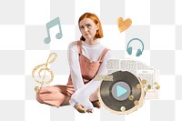 Creative music lover png remix, transparent background