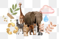 Wildlife conservation png, environment remix, transparent background