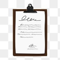 Business contract png, aesthetic illustration, transparent background