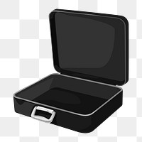 Black briefcase png, aesthetic illustration, transparent background