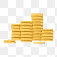 Coin stack png, aesthetic illustration, transparent background