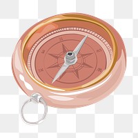 Travel compass png, aesthetic illustration, transparent background