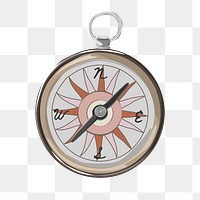 Travel compass png, aesthetic illustration, transparent background