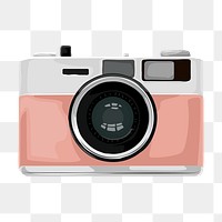 Pink camera png, aesthetic illustration, transparent background
