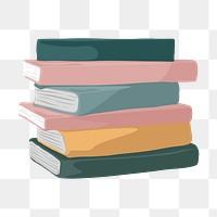 Book stack png, aesthetic illustration, transparent background