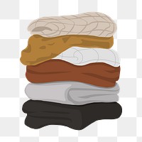 Clothes stack png, aesthetic illustration, transparent background