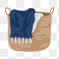 Laundry basket png, aesthetic illustration, transparent background