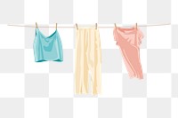 Hang drying png, aesthetic illustration, transparent background